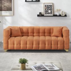 Jocelynne Modern 80" sofa with two throw pillows for living room