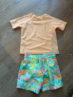 Kids 4T swim set shirt trunks toddler boy 4