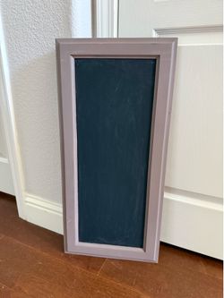 Rectangular Chalkboard Featuring a Dark Slate-Black Writing Surface Enclosed by a Muted Mauve Solid Wood Mitered Frame