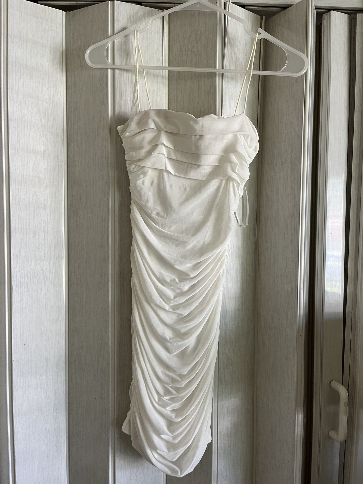 White Mini Ruched Dress