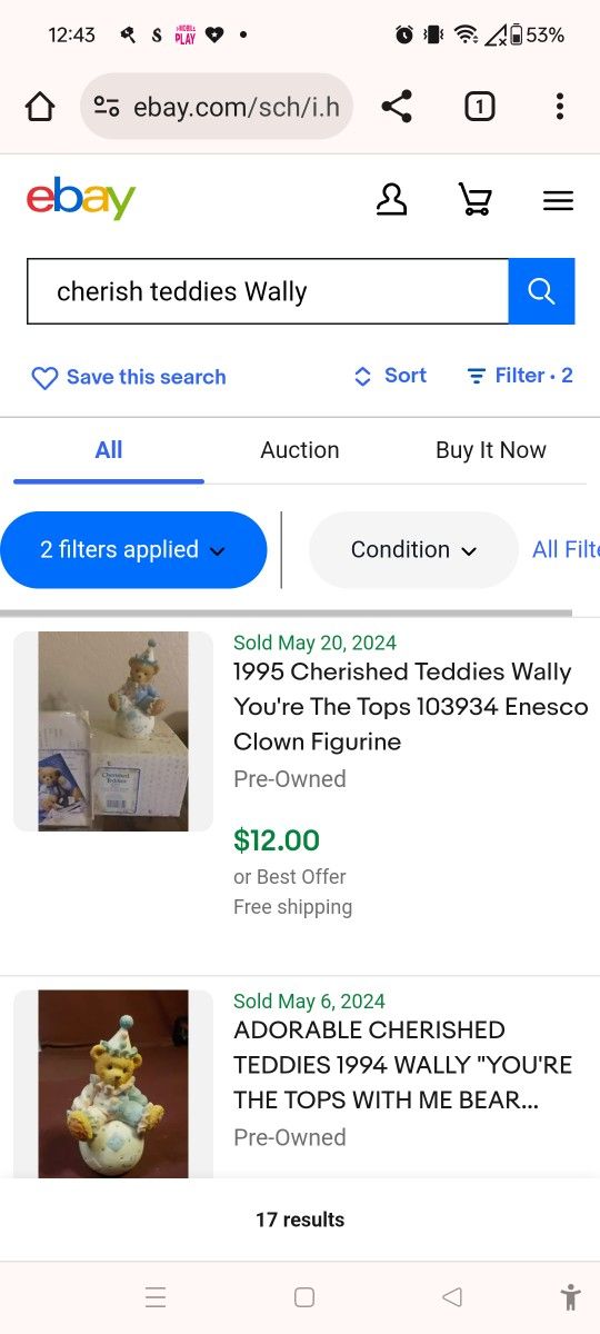 Cherished Teddies Wally You're The Tops With Me Clown On Ball Figurine