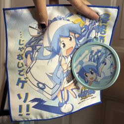 Shinryaku! Ika Musume (“Squid Girl”) Mini Towel and Rubber Keychain Coaster