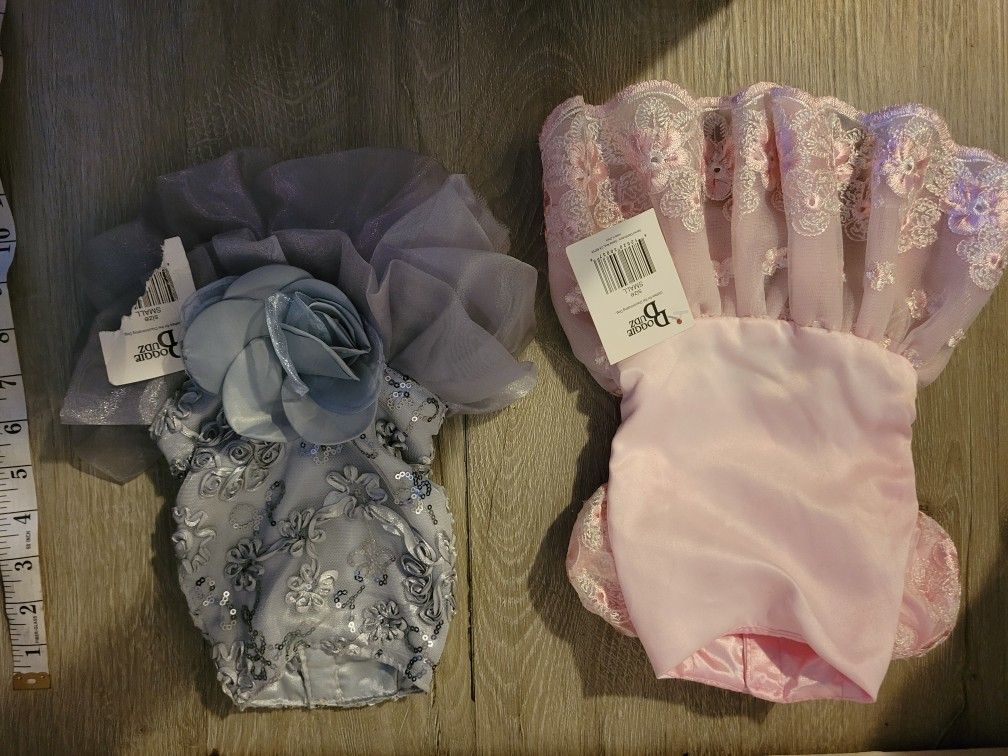 2 formal dresses for small dogs size small by Doggie Dudz velcro back