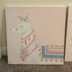 Girls Wall Decorative Lama Canvas