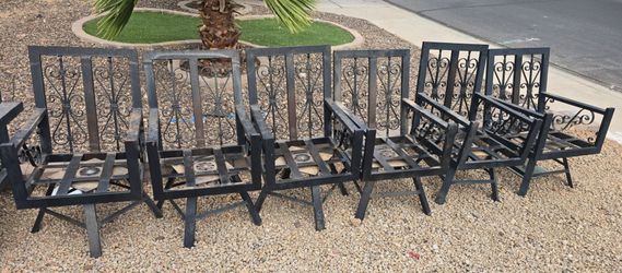 $350  HEAVY IRON SWIVEL CHAIRS ONE NEEDS WORK DONE 5 ARE GOOD