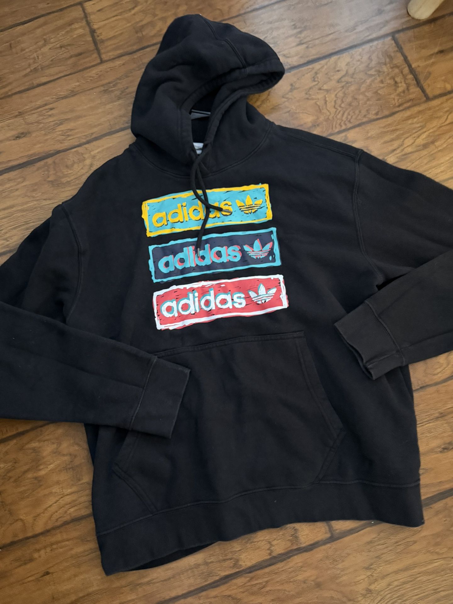 Adidas hoodie black multicolored size Extra Large
