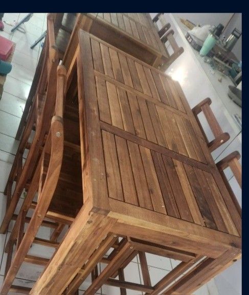 Vida XL Acadia Wood High Top Dining Table Set BEST OFFER