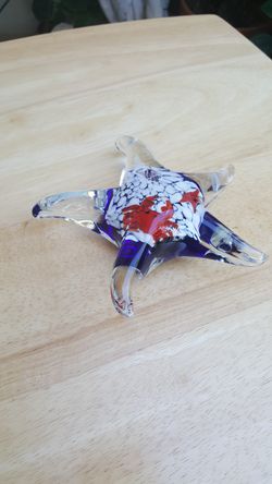 Hand-blown glass starfish paperweight