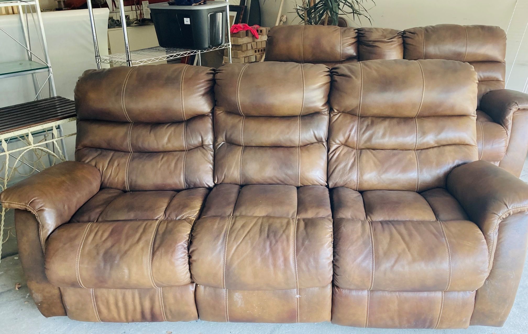 2 Piece Genuine Leather Reclining Living Room Set