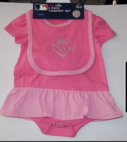 MLB Tampa Bay Rays Baby Girl Pink Creeper, Bib, & Booties NEW - 6/ 9 Months by Majestic