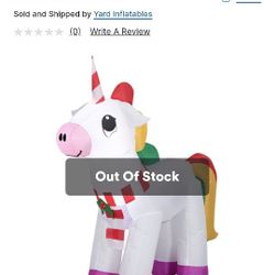 3.5' Gemmy Airblown Chirsmtas Unicorn w/ Scarf Inflatable 