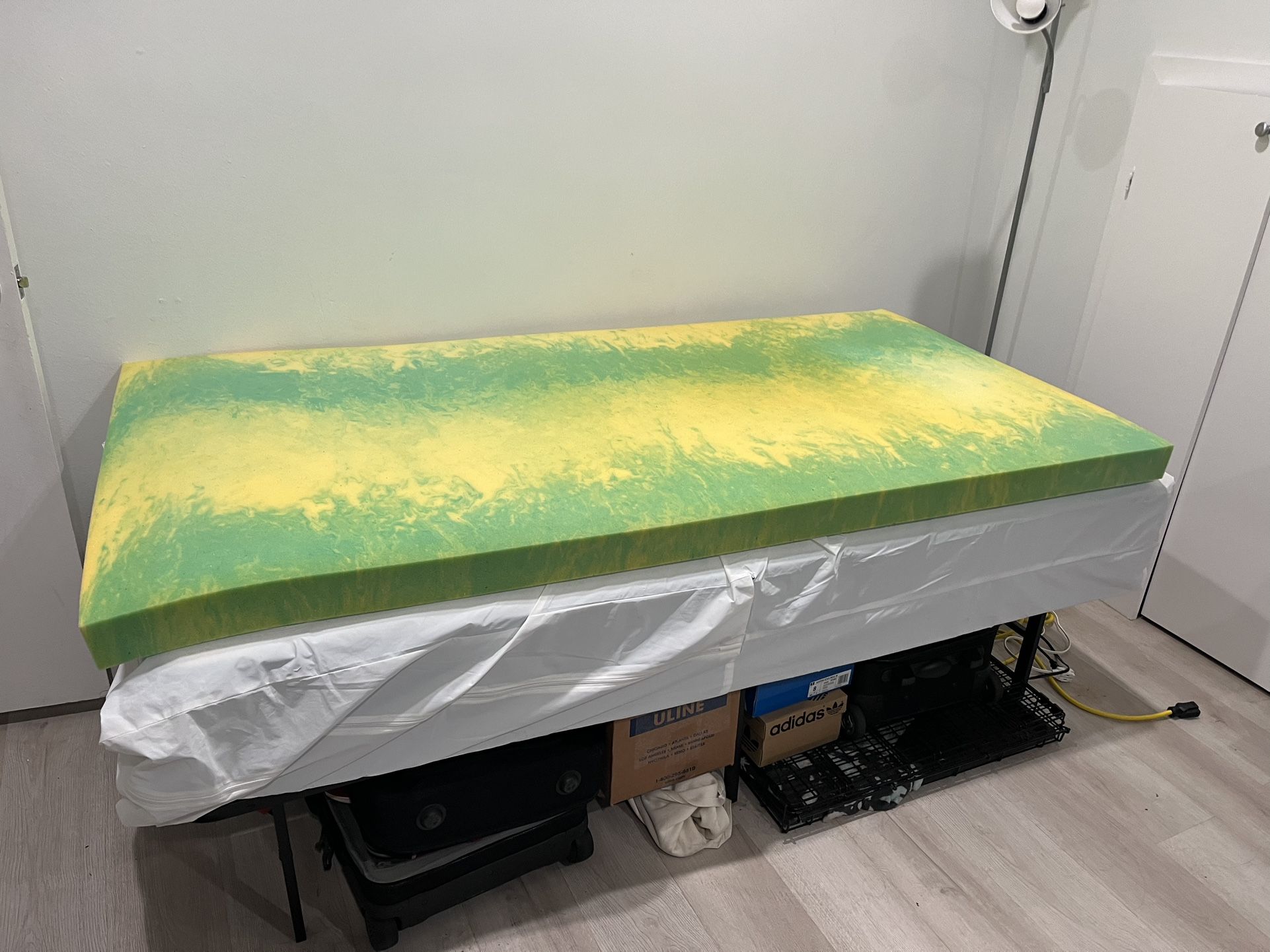 Twin Bed, Bed Frame, 3” Foam Topper