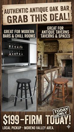 🔥 ABSOLUTE INSANE DEAL! Authentic Antique Oak Bar Stool Pair – MUST GO TODAY