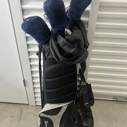 Golf Clubs and Taylormade Bag w/ stand