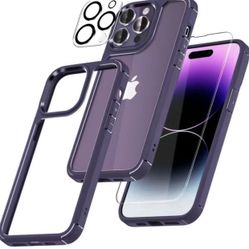 [5 In 1] 1X Case [Not-Yellowing] With 2X Tempered Glass Screen Protector + 2X Camera Lens Protector, [Military-Grade Drop Protection] Slim Phone Case 
