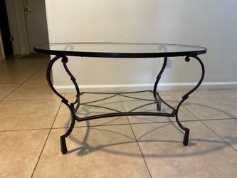 Glass Pier One oval coffee table