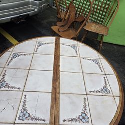 Dining Table Wood Vintage Tile $40 OBO