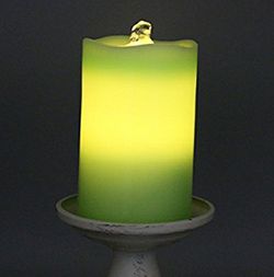 NEW! Real Wax Water Fountain Candles with Rechargeable function,Water Wick Pillar Candle ,Green Color,Pack of 1