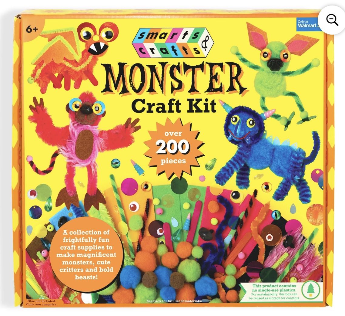 Smarts & Crafts Monster Craft Kit, 200 + Pieces, for Kids Ages 6+