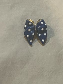 Blue & White Bow Brooch
