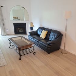 Black Leather Sofa 