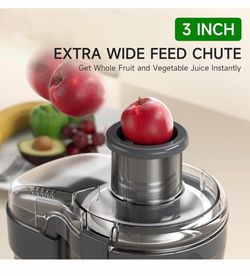 500W Juicer with 3 Speed & Wide Mouth 3” Feed Chute for Vegetable and Fruit, High Yield Centrifugal Juice Extractor Included 950ML Pulp Container & Cl
