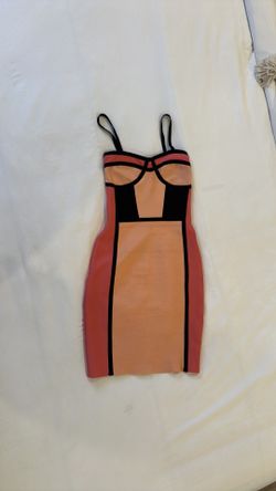 Pink Orange Herve Leger Dupe Bandage Dress