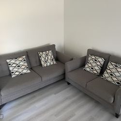 2 Piece Gray Sofa 
