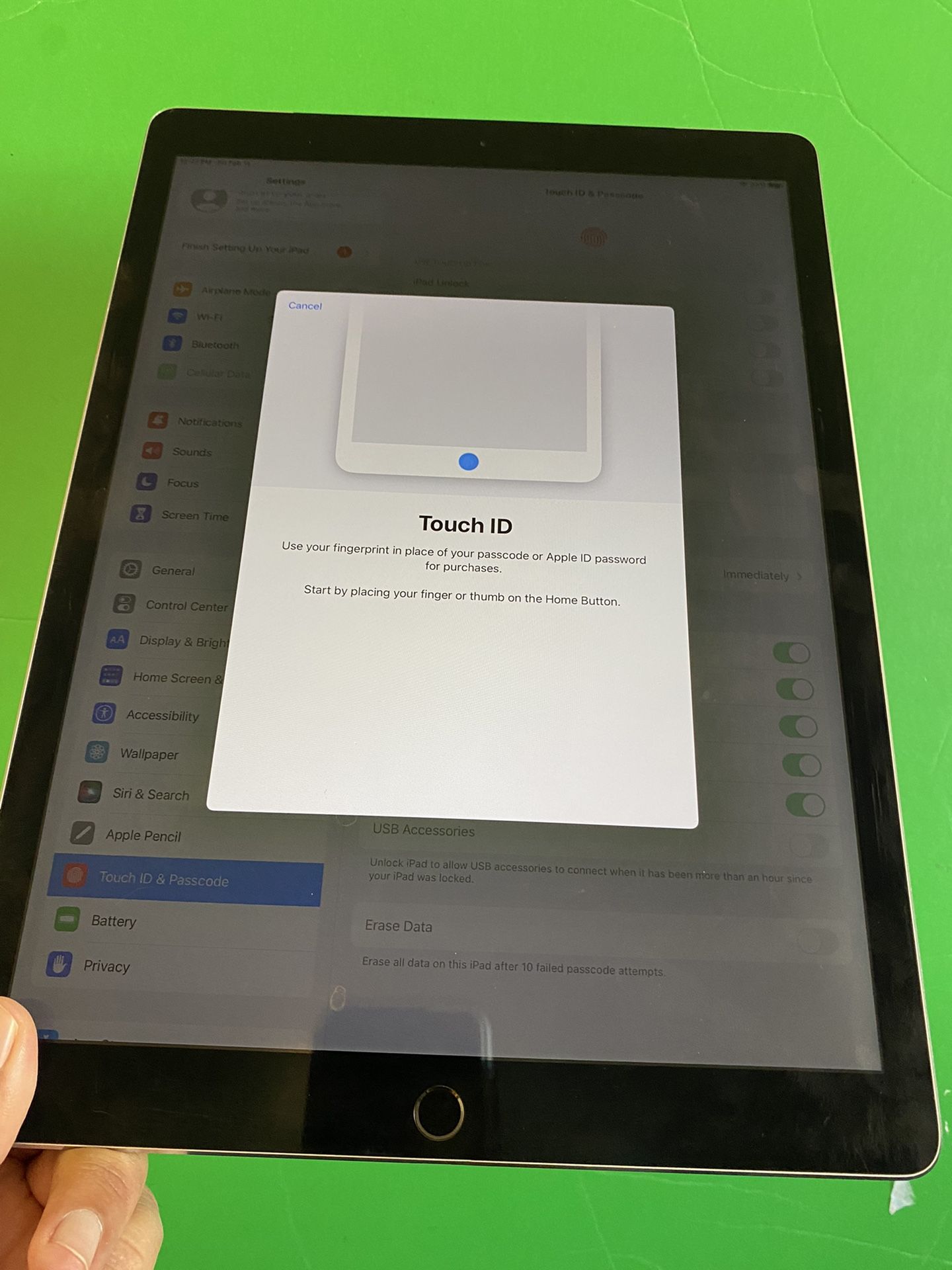 128GB Apple IPad Pro 12.9” (Retina /Touch ID / IOS 15) WiFi + cellular (T Mobile / AT&T/ Verizon / LTE) with Accesories (Apple pencil compatible)