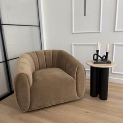 Contemporary Velvet Swivel Accent Chair Brown