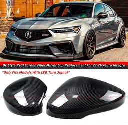 23-26 Acura Integra Real Carbon Fiber Side Mirror Cover Cap W/ Signal Lights