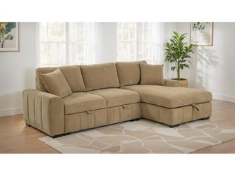 Pastrana Camel Upholstered Sleeper Sectional Sofa RAF Chaise