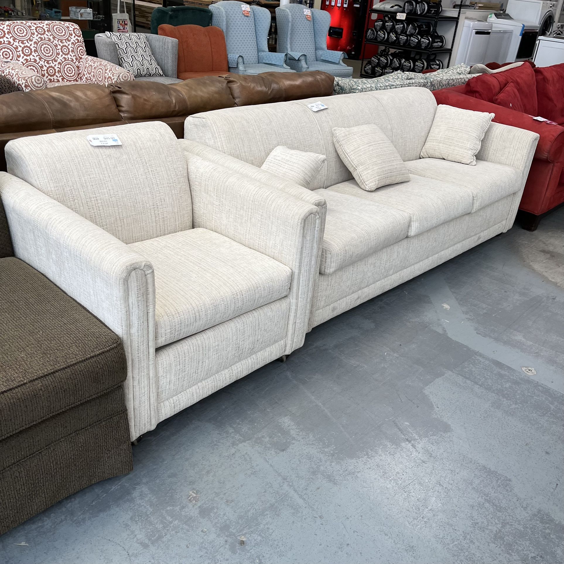 Cream Tan Couch And Matching Chair (in Store)