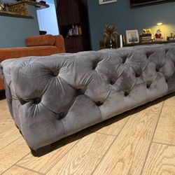 $300 New - $140 Bed Bench Chic Versatile Grey Velvet: Enhance Your Living Area Seat With Chic Tufting