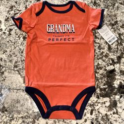 NEW 2 Infant Bodysuits "GRANDMA Thinks I'm Perfect" Onesies