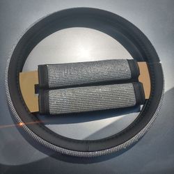 Diamond Crystal Steering Wheel Cover Set 