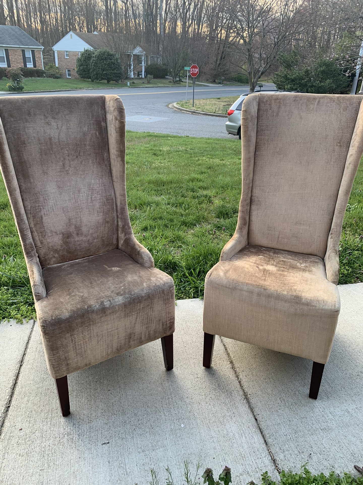 Champagne high back accent or dining chair