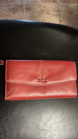 Charter club red leather multi-section wallet