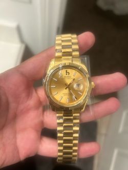 New Burei Men's Gold Quartz Wrist Watch