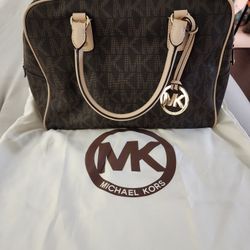Michael Kors - Brown Coated Canvas Leather Cindy Dome Satchel - NEW!