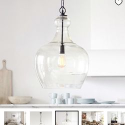 Pottery Barn Light Fixture- Flynn Recycled Glass Pendant 17”