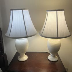 Two Marble Base Lamps 