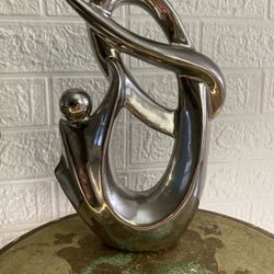 Ceramic Creative Decoration for Living Room,Silver Ceramic Porcelain Sculpture,Figurines Furnishing Crafts Decor for Home Living Room (Color : Silver)