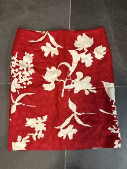 Red Skirt with White Floral Print
