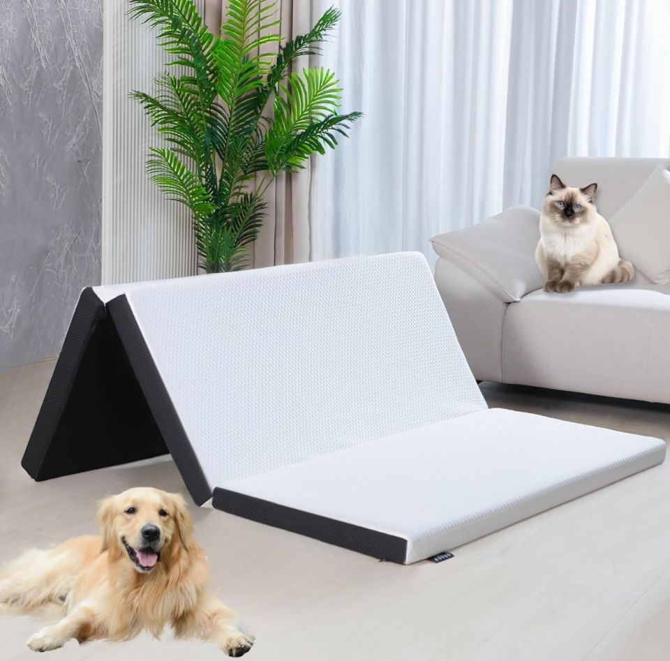 Roxzo Folding Mattress, 3inch Memory Foam Trifold Mattress, Cot Size Folding Mattress with Breathable & Washable Fabric Cover, Foldable Floor Mattress