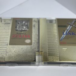 Legend of Zelda I & II Adventure of Link NES Gold Cartridges - Authentic & Teste
