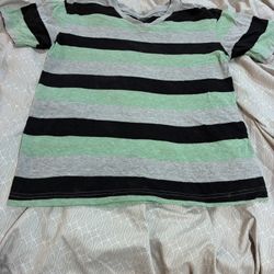 Blue Gear Boys Size 10/12 Multicolor Stripe V-Neck T-Shirt 