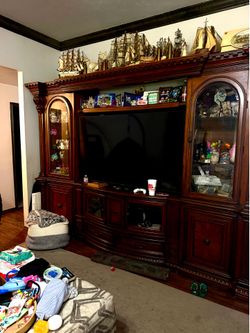 Solid Oak Wood Entertainment Center