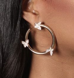 For sale… small butterfly hoop earrings…