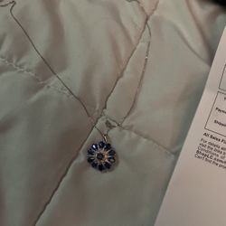 Kashmir Kyanite White Zircon Star Pendant, Real Silver Necklace 